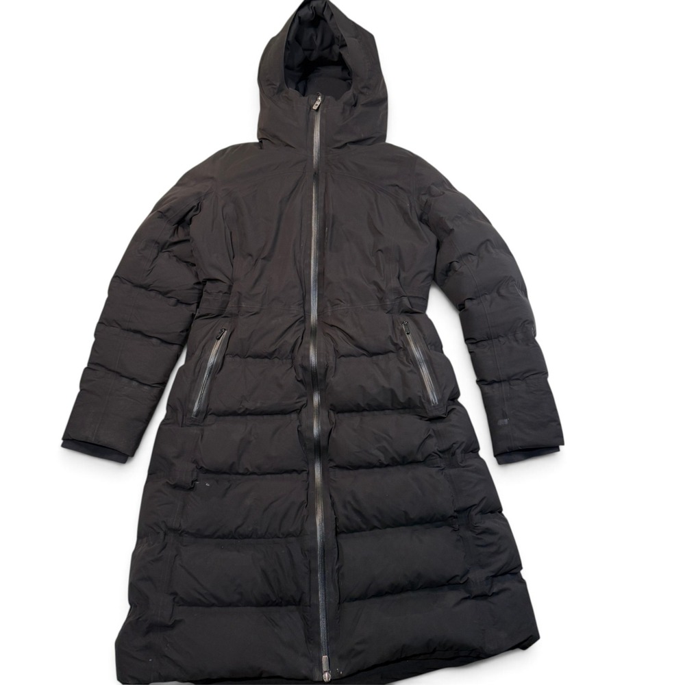 Lululemon Sleet Street Long Parka Jacket Black 600 Down Fill Womens Size 8